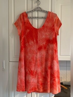 Bright Orange Lace-Trim Dress - 3X